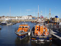 Relief lifeboat 12-005 briefly alongside at Lowestoft on her way to Ramsgate, 23/11/17