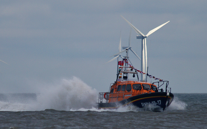 Skegness' new Shannon class lifeboat 13-17 arriving in Skegness on 28th January