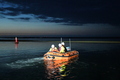 ILB departing the boathouse on service to grounded vessel 'Kazmar'