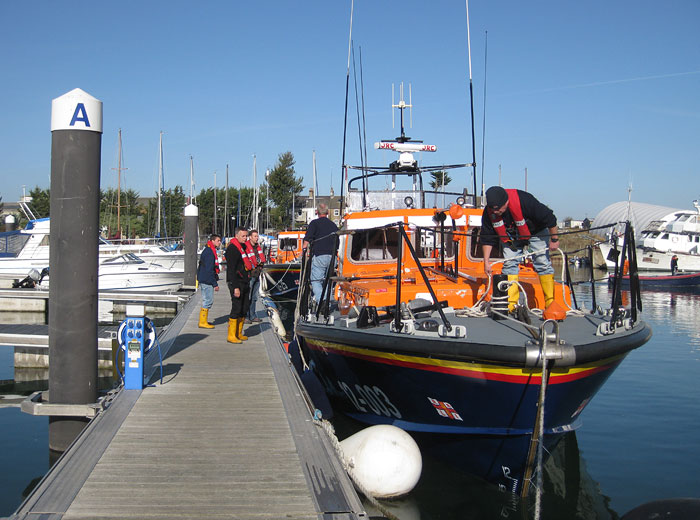 Tied up ahead of the relief boat