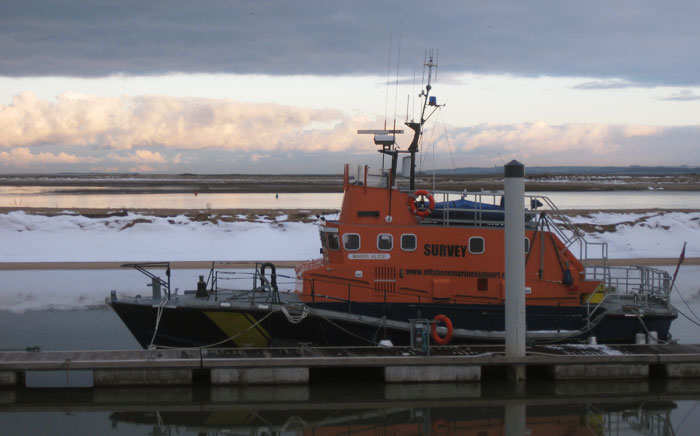 Ex-Penlee Arun class lifeboat Mabel Alice, now a survey vessel, in the outer harbour, January 2013