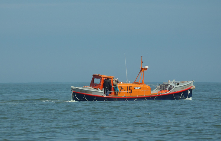 Restored Oakley class 37-15 <I>Ernest Tom Neathercoat</i> at sea off Wells fairway, 19 May 2013