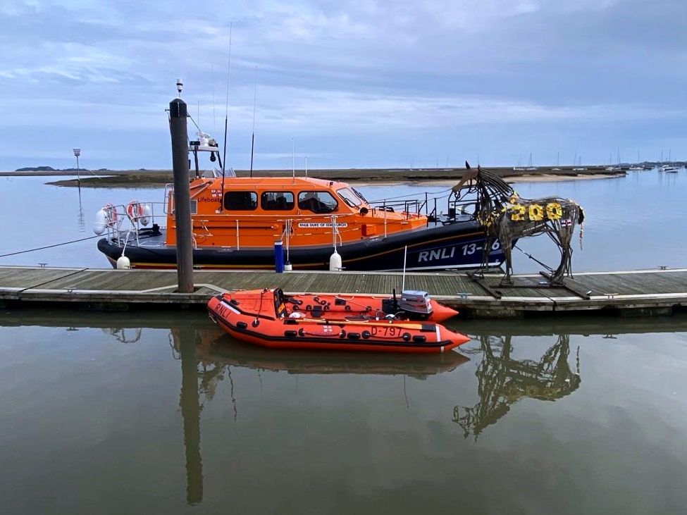 Lifeboat horse with both the all-weather lifeboat and inshore lifeboat on Sunday morning
