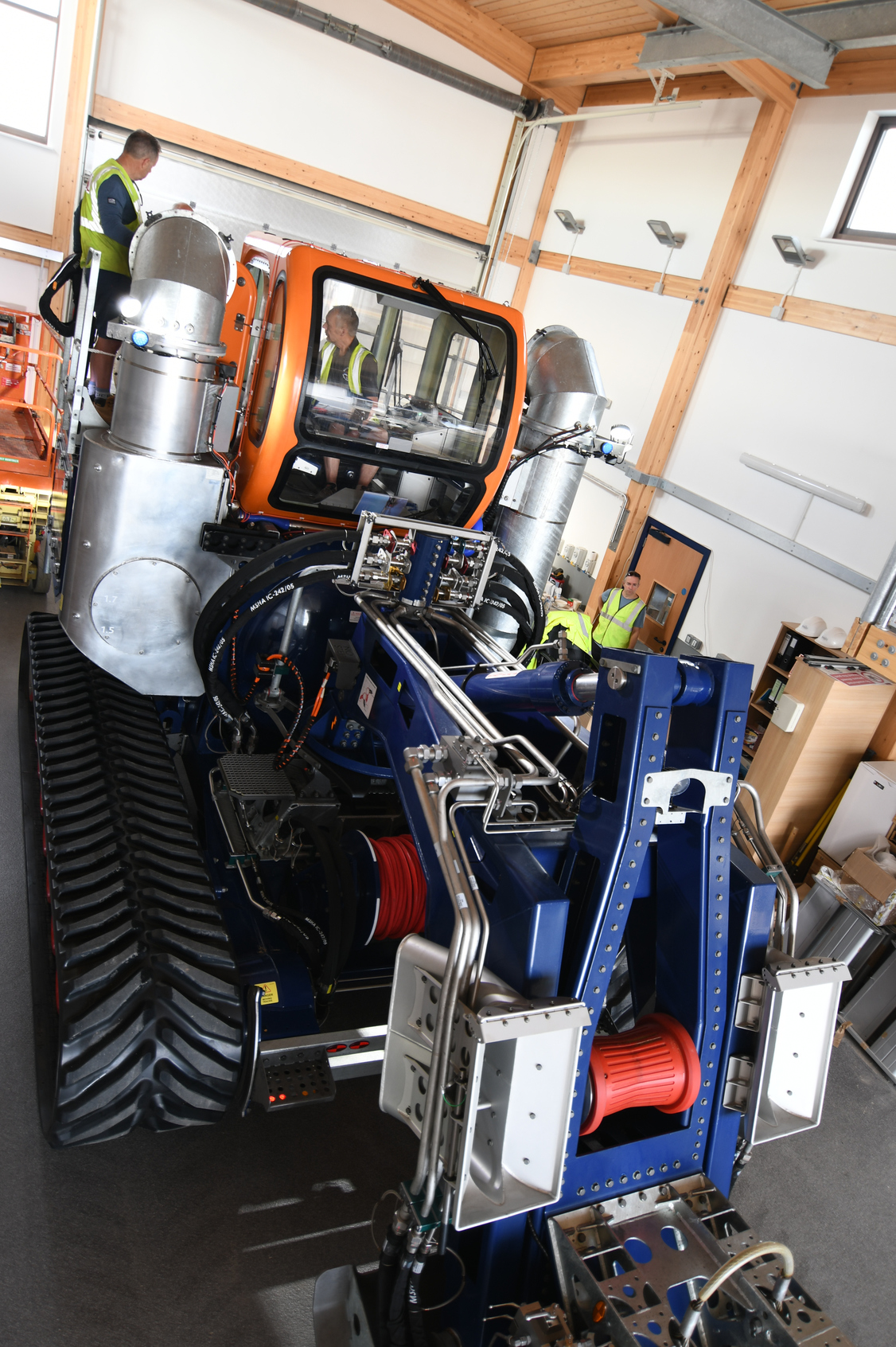 Wells' tractor driver Ray West takes the controls