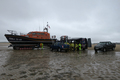 Training stops for lunch on a rainy day on Holkham beach