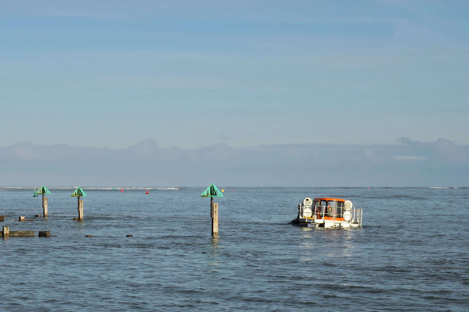 Maximum depth... SLRS wading round from the new boathouse for a recovery on the south side