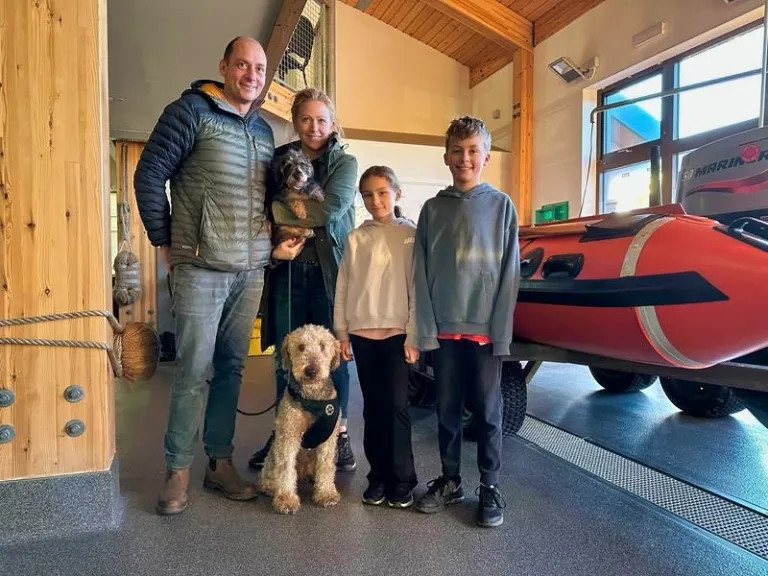 Olive and family with the inshore lifeboat